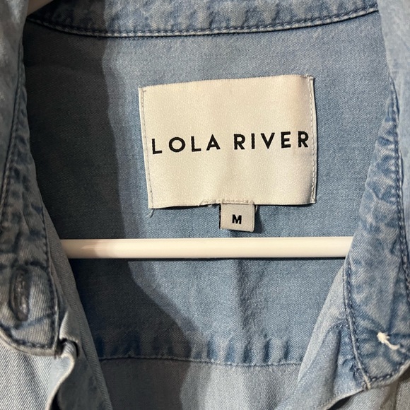 LOLA RIVER Women’s Chambray button down Shirt Size M - Picture 5 of 6